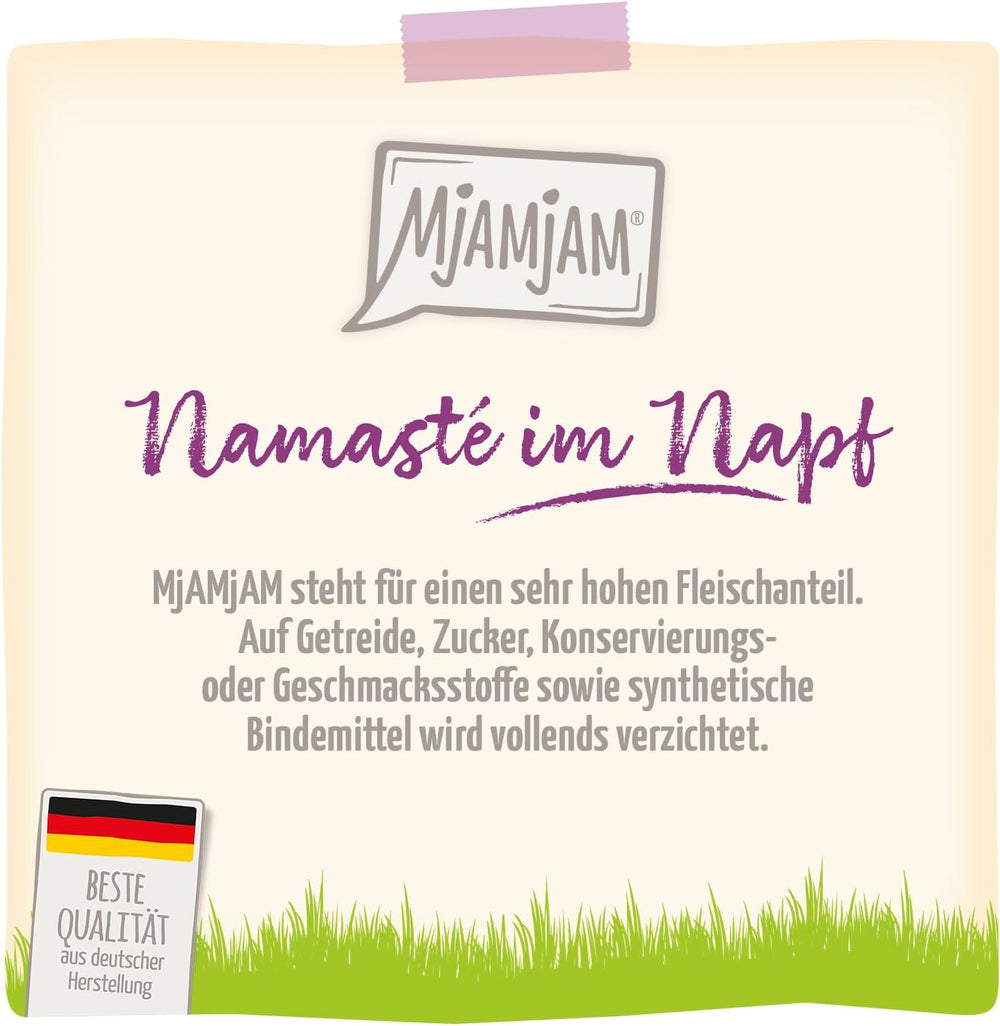 MjAMjAM – Hrană umedă premium pentru pisici - Pachet Wellness cu pui, pachet de 12 (12 x 125 g), fără cereale cu carne suplimentară