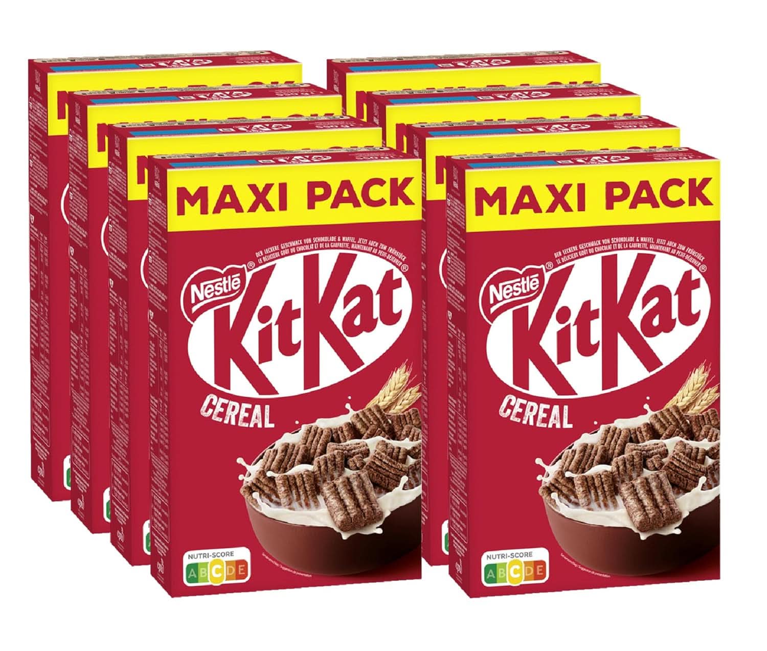 Nestlé KITKAT Cereals, knuspriges Frühstückscerealien mit Kitkat-Waffeln, Packung 8 x 550 Gramm Cereals Naty Shop