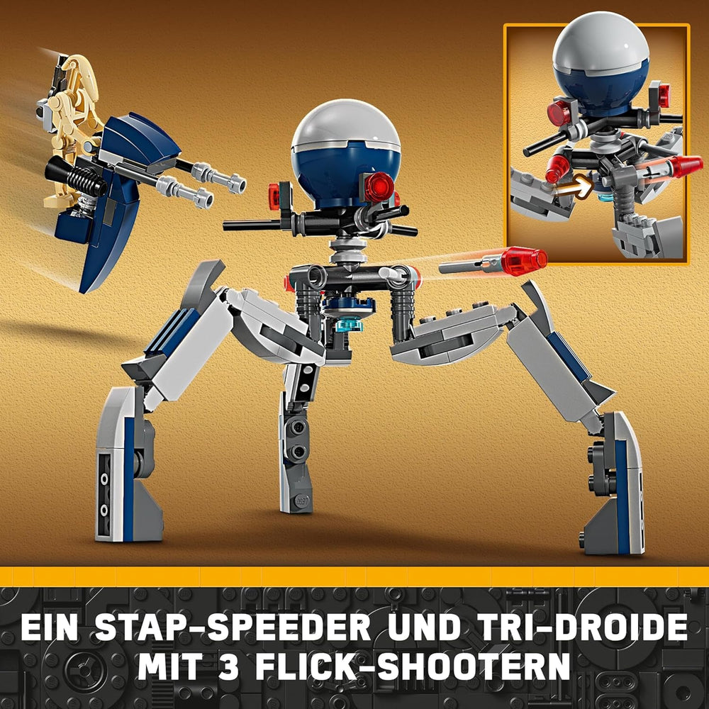 LEGO Star Wars 75372 Clone Trooper & Battle Droid Battle Pack, inkl. 4 Minifiguren, 5 Droiden und Speeder-Motorrad mit Shooter – Konstruktionsspielzeug für Jungen und Mädchen ab 7 Jahren. Bausätze Besuchen Sie den LEGO-Store