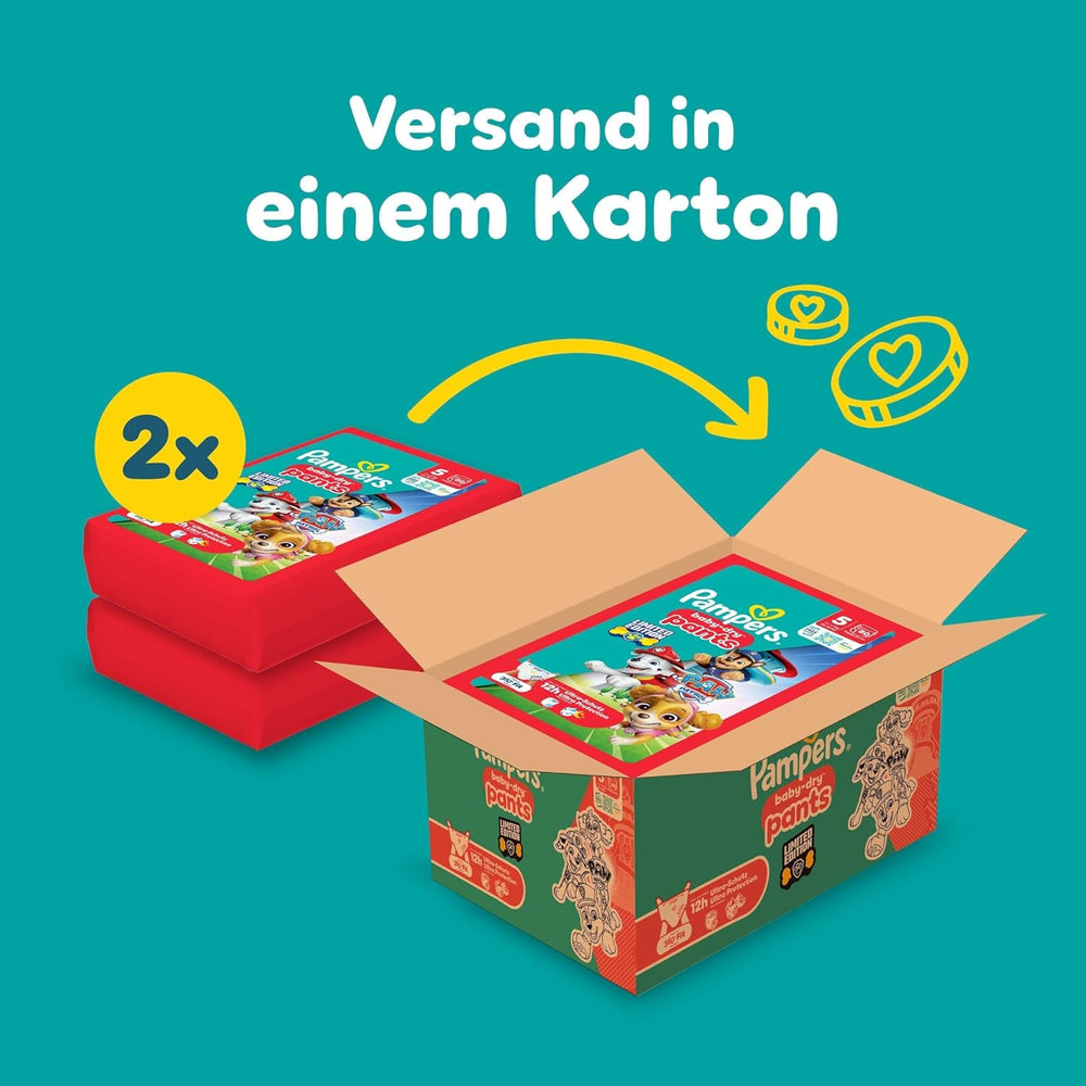 Pampers Baby Dry Pants Diaper Patrol Puppy Edition, Größe 5, 160 Windeln, 11 kg - 17 kg, 360°-Verstellung mit Stopp- und Schutzsystem