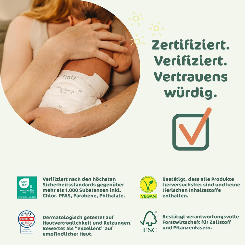 Naty FreeMovers Babywindeln | Zertifizierte hautfreundliche Windelüberhosen | Weich und parfümfrei | Saugfähig und auslaufsicher | Dermatologisch getestet Größe 5 (12–18 kg) | 80 Stück