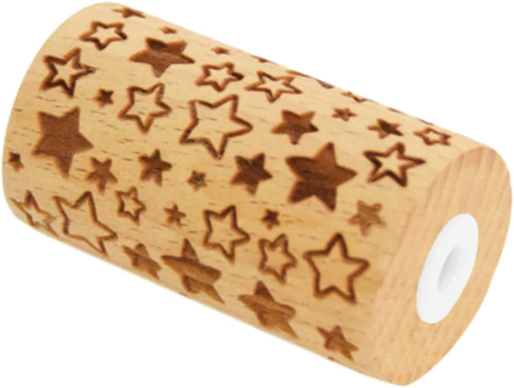 SCRAP COOKING – Mini-Roller aus Holz „Stern“ – Deko mit eingravierten Abdrücken in Relief – Backform für Dekoration von Keksen, Keksen, Keksen – 5302