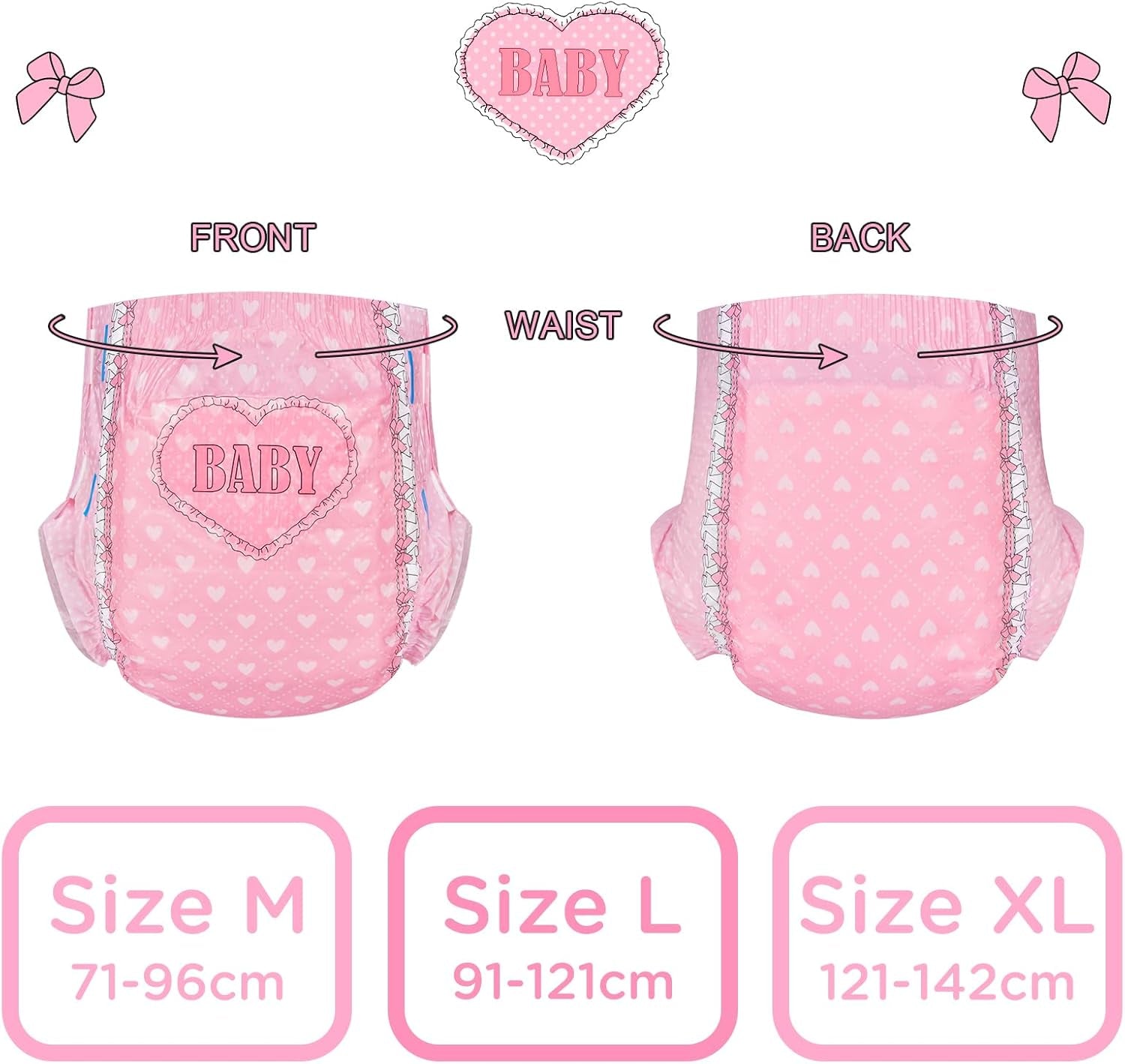 Bedruckte Windeln für Erwachsene, 5500–5800 ml, 2er-Pack – Blushing Baby (M)