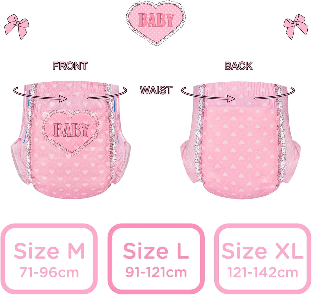 Bedruckte Windeln für Erwachsene, 5500–5800 ml, 2er-Pack – Blushing Baby (M)