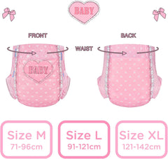 Bedruckte Windeln für Erwachsene, 5500–5800 ml, 2er-Pack – Blushing Baby (M)