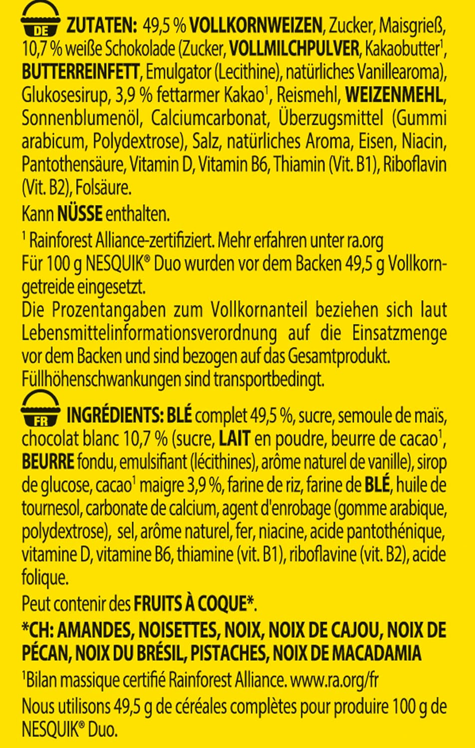 NESTLÉ Duo-Müsli, braunes und weißes Schokoladen-Müsli und Vollkorn-Müsli (1 x 325 g)