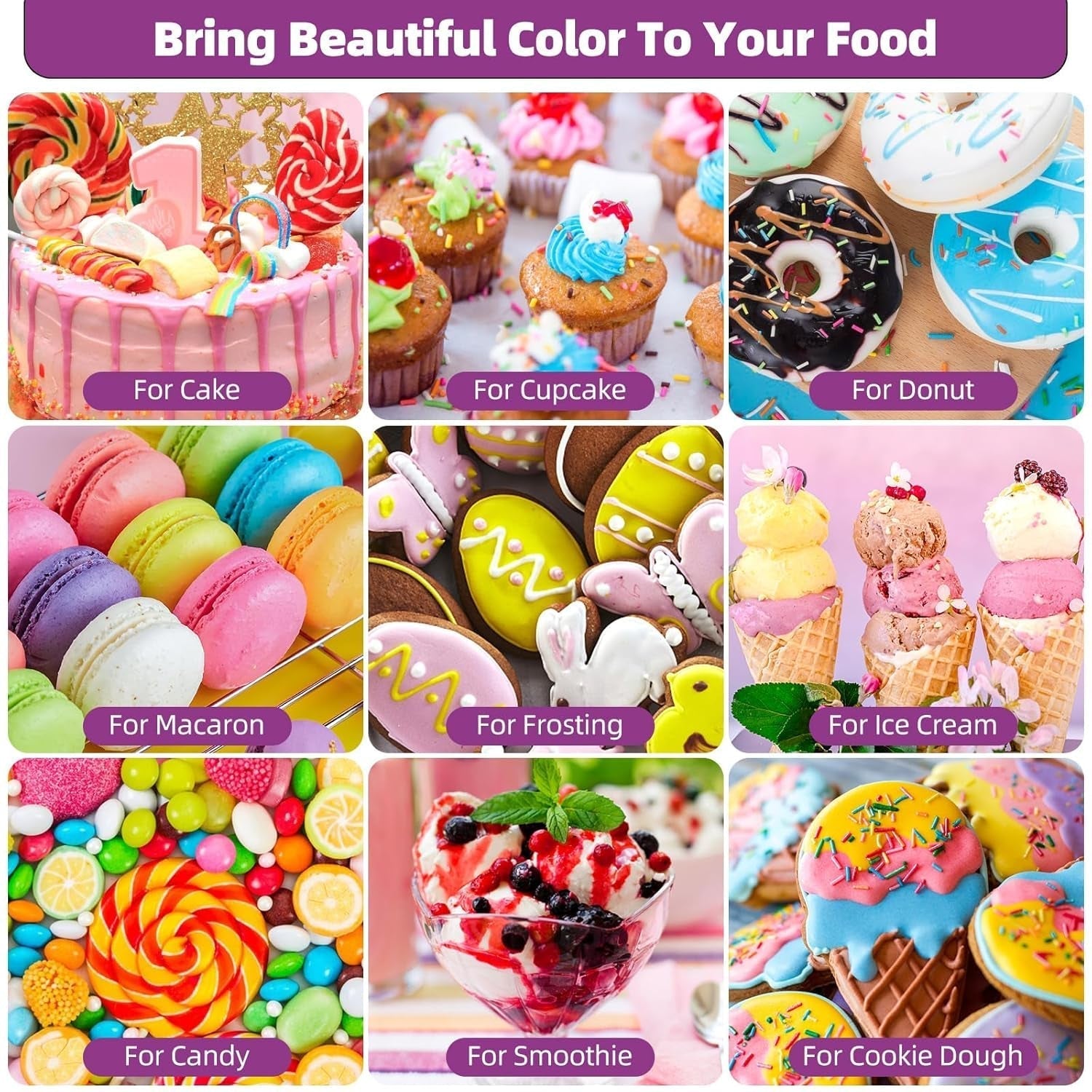 Colorant alimentar 18 culori x 6ml, colorant alimentar lichid, set de coloranți alimentari, culori de copt pentru decorarea torturilor, colorant alimentar pentru torturi, macaroane, glazură, fondant, accesorii de copt DIY