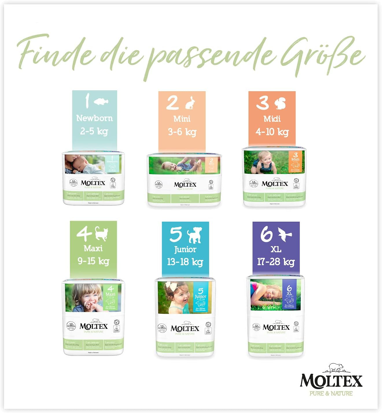 Pure & Nature Bio-Windeln, Größe 6 XL (17–28 kg), Monatsbox mit 84 Bio-Windeln