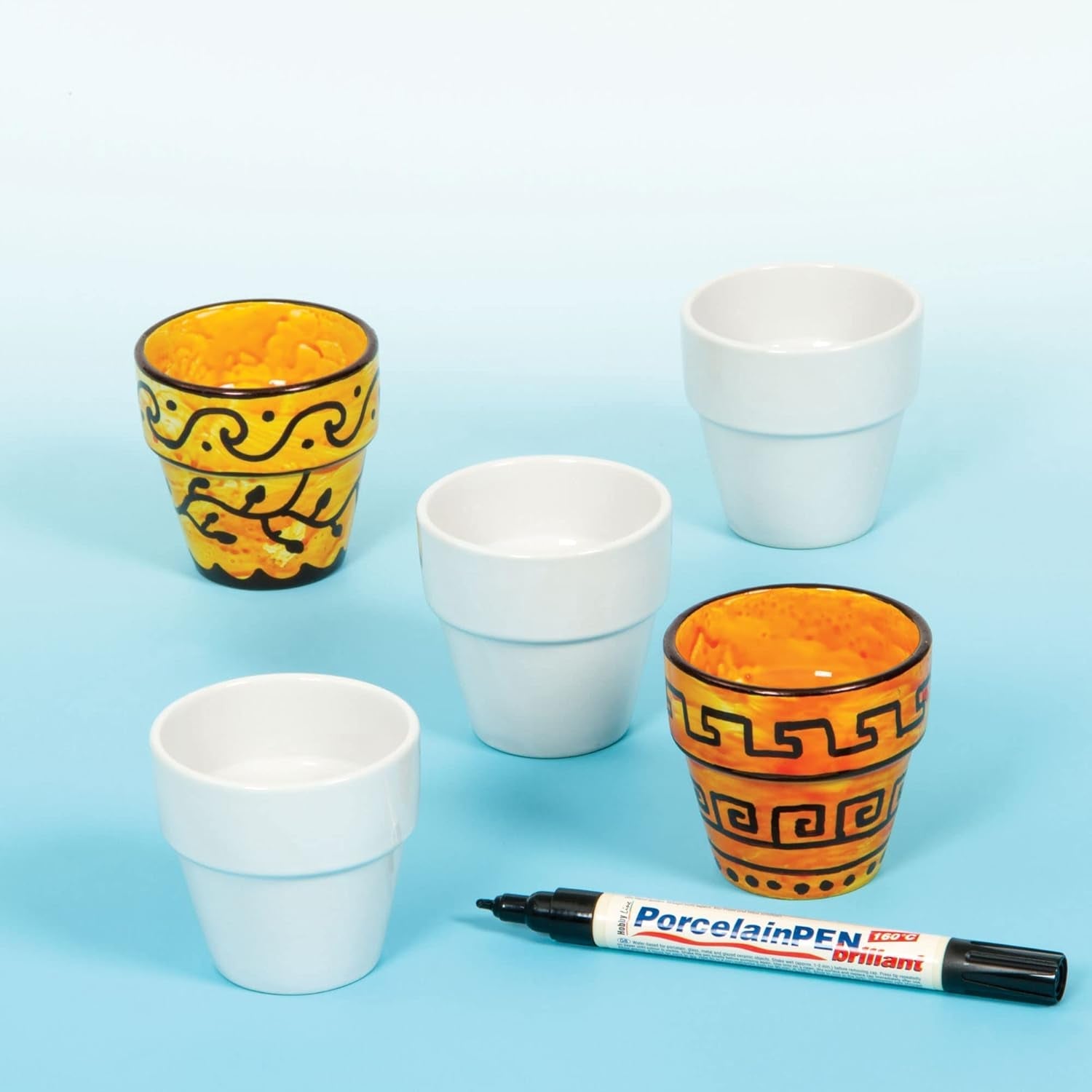 Ghivece mini din porțelan Baker Ross (6 bucăți), Porțelan