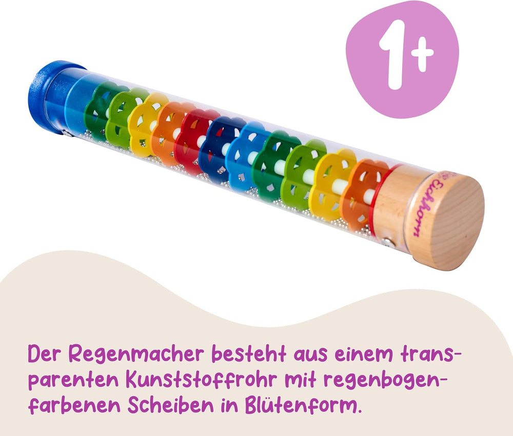 Eichhorn 100003446 - Rainmaker din lemn masiv, tub din plastic cu bile metalice, 32x5cm Jucarii Bebe Naty Shop