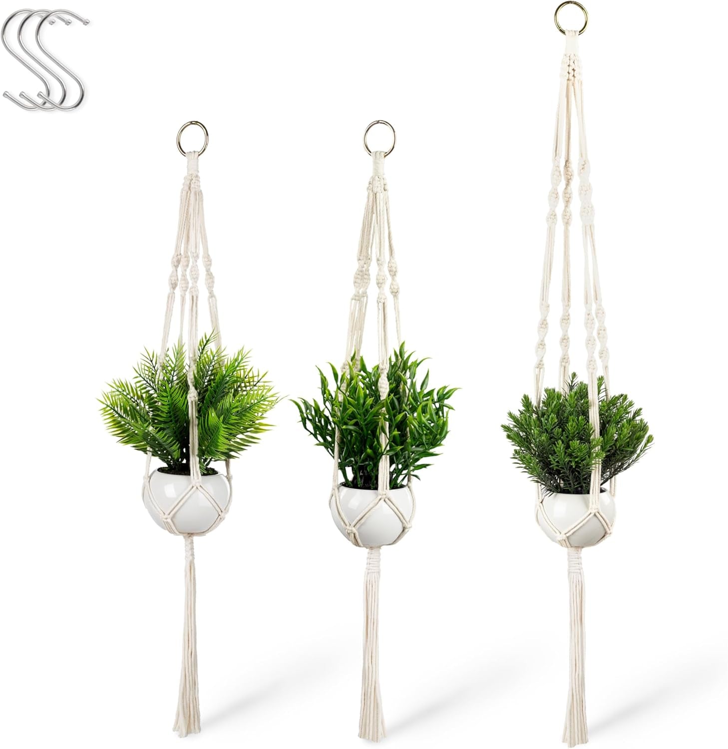 PASCH® 3Er Set Monstera Künstlich (20Cm) in Weißen Keramiktöpfen: Künstliche Pflanzen Wie Echt | Monstera Pflanze Künstlich | Kunstpflanze Hängend Im Topf | Hängepflanze Künstlich Abgestimmt