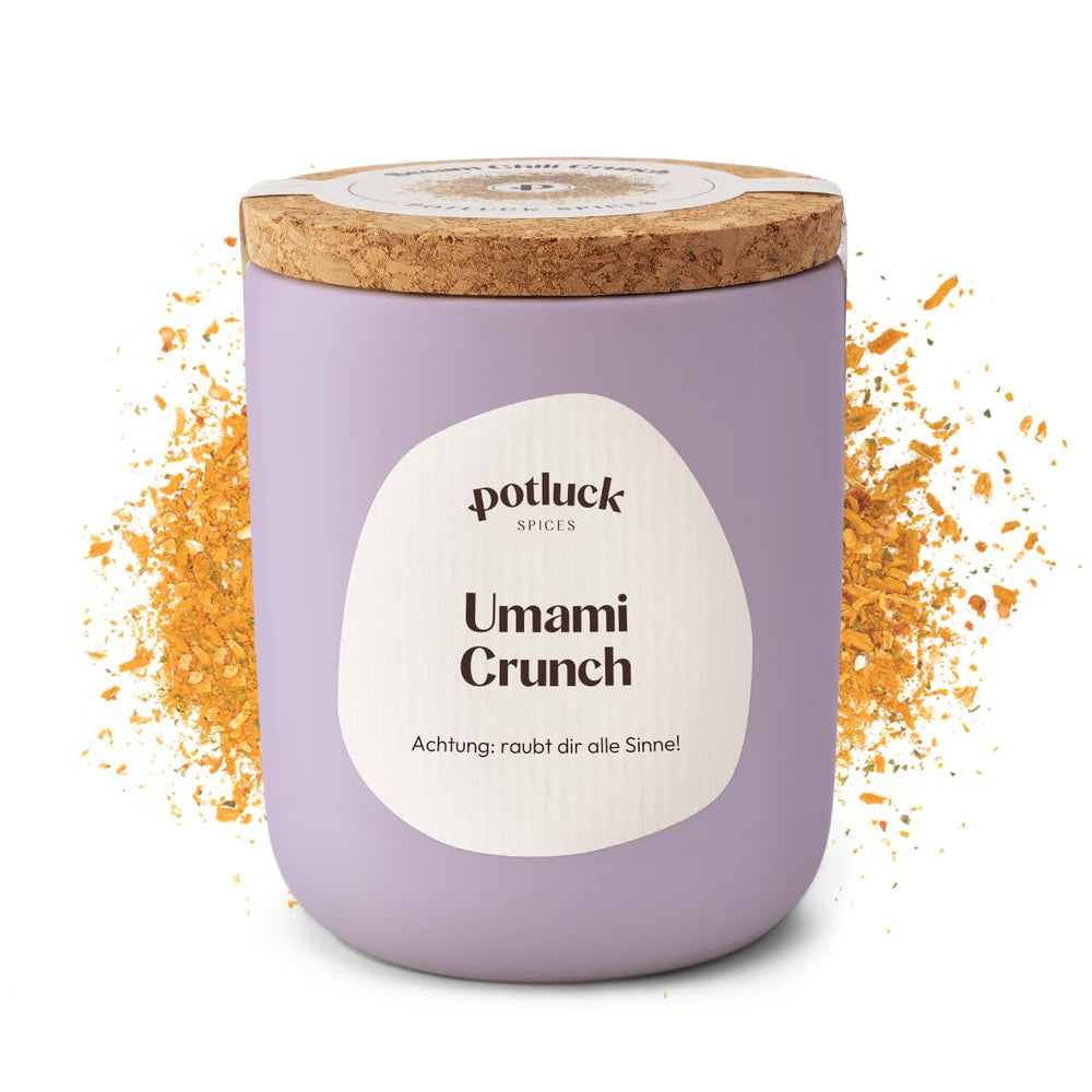 Potluck | Umami Crunch | Würzmischung im Keramiktopf | 75 g | Vegan, glutenfrei und mit natürlichen Zutaten