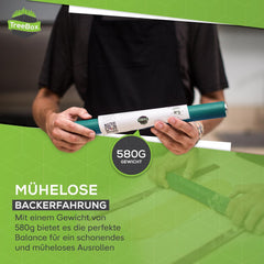 Nudelholz - Teigroller aus Silikon und Edelstahl - Modernes Nudelholz ohne Griffe mit Antihaftwirkung, Fondant und Teig im Handumdrehen ausrollen, Backutensilien