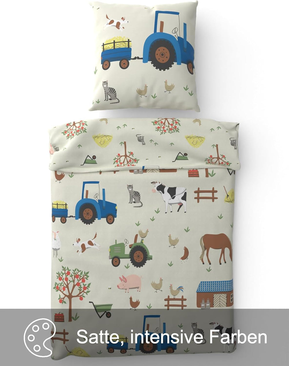 Skybrands Kinder Bettwäsche Tiere 135X200 Bauernhof Kinderbettwäsche Bagger Traktor Baumwolle Kinderbettwäsche 2Tgl. Für Jungen und Mädchen Naty Shop