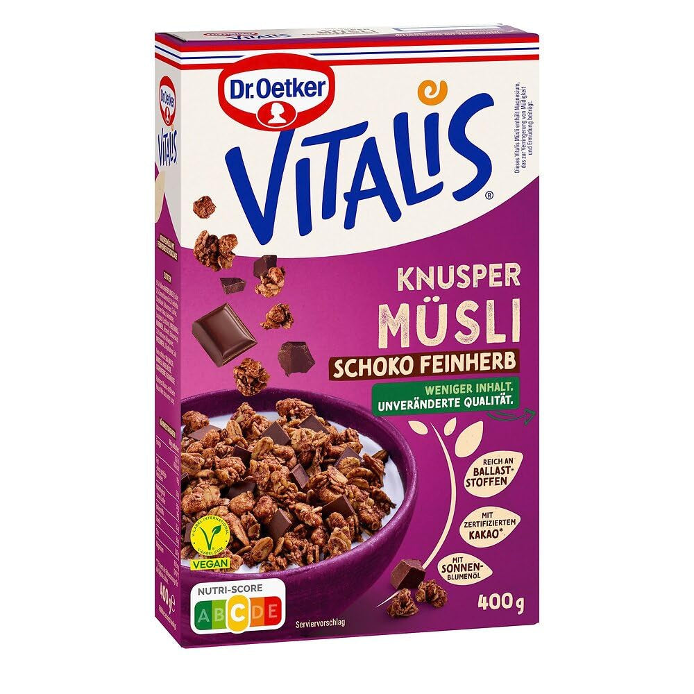 Dr. Oetker Vitalis Crunchy Honeys: Honig-Knuspermüsli für Frühstück und Snacks, 5er-Pack (5 x 600 g)
