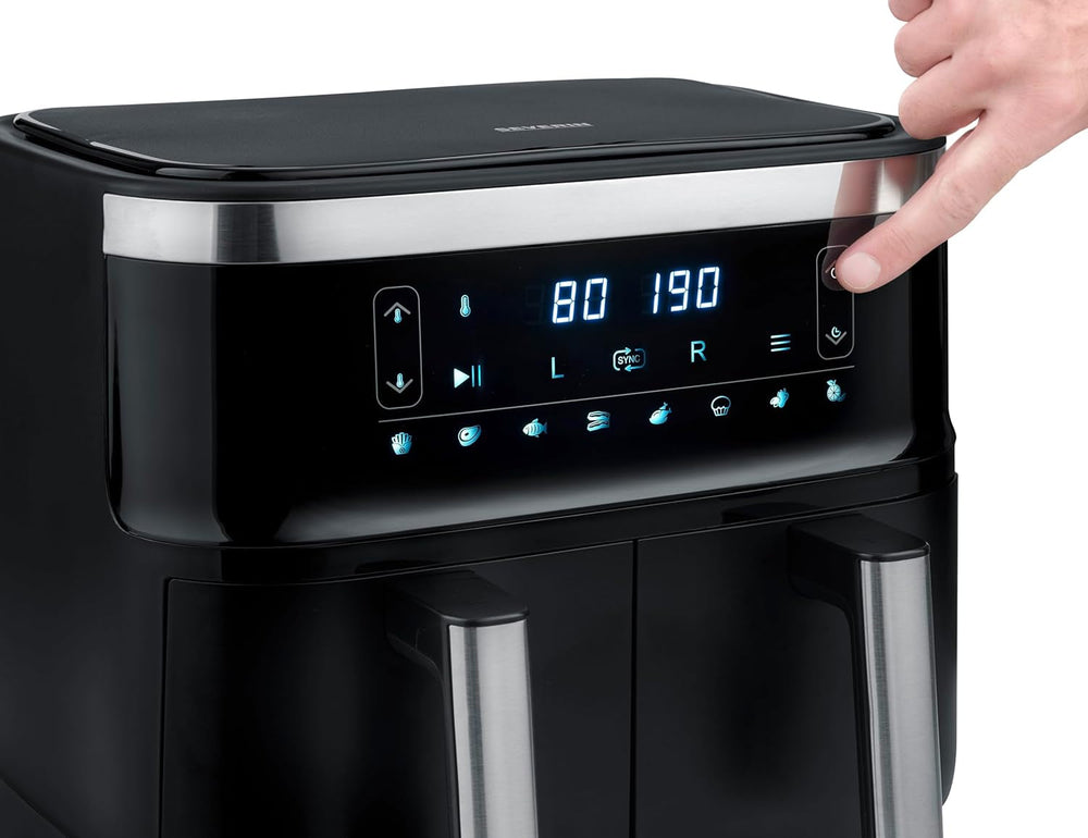 SEVERIN Doppel-Heißluftfritteuse mit Garraum 2 x 3,8 l, 8 Automatikprogramme Haushaltsgeräte Naty Shop