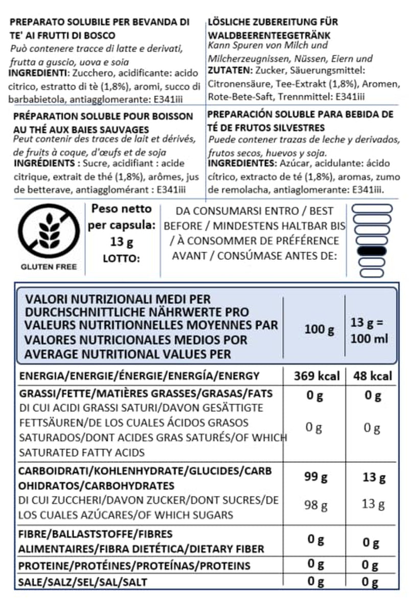 Caffè Vulcanus - 60 capsule amestec de ceai, aromă: ceai englezesc, ceai de piersici, ceai de lămâie și ceai de fructe de pădure - capsule compatibile cu Nescafe Dolce Gusto