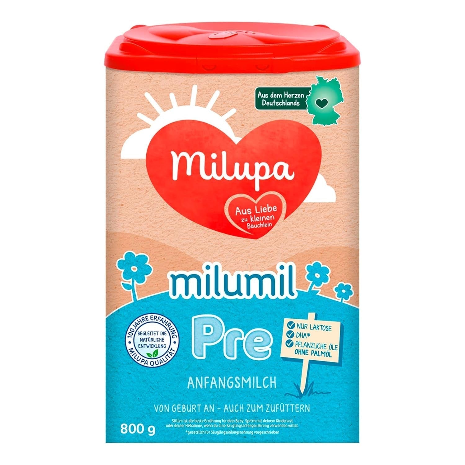 Milupa Milumil Pre, Milchpulver für Babys – Mit wichtigen Nährstoffen und ohne Palmöl – 800 g Naty Shop