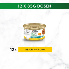 Hrană umedă pentru pisici Gourmet Nature's Creations Mousse cu sos Heart, bogată în pui, pachet de 12 (12 x 85g)