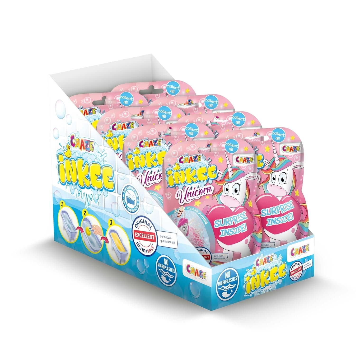 INKEE EINHORN | Badebombe für Kinder mit Überraschung, 100 g, Einhorn, Popcorn-Duft Mutter und Kind Naty Shop 8X Einhorn