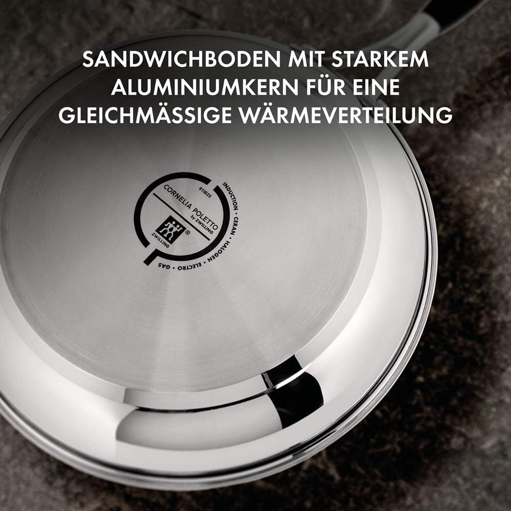 Pfannen ZWILLING CORNELIA POLETTO, mit Antihaftbeschichtung in 4 Schichten mit Diamantpartikeln, Edelstahl 18/10, für alle Herdarten, auch Induktion. Töpfe und Pfannen Naty Shop