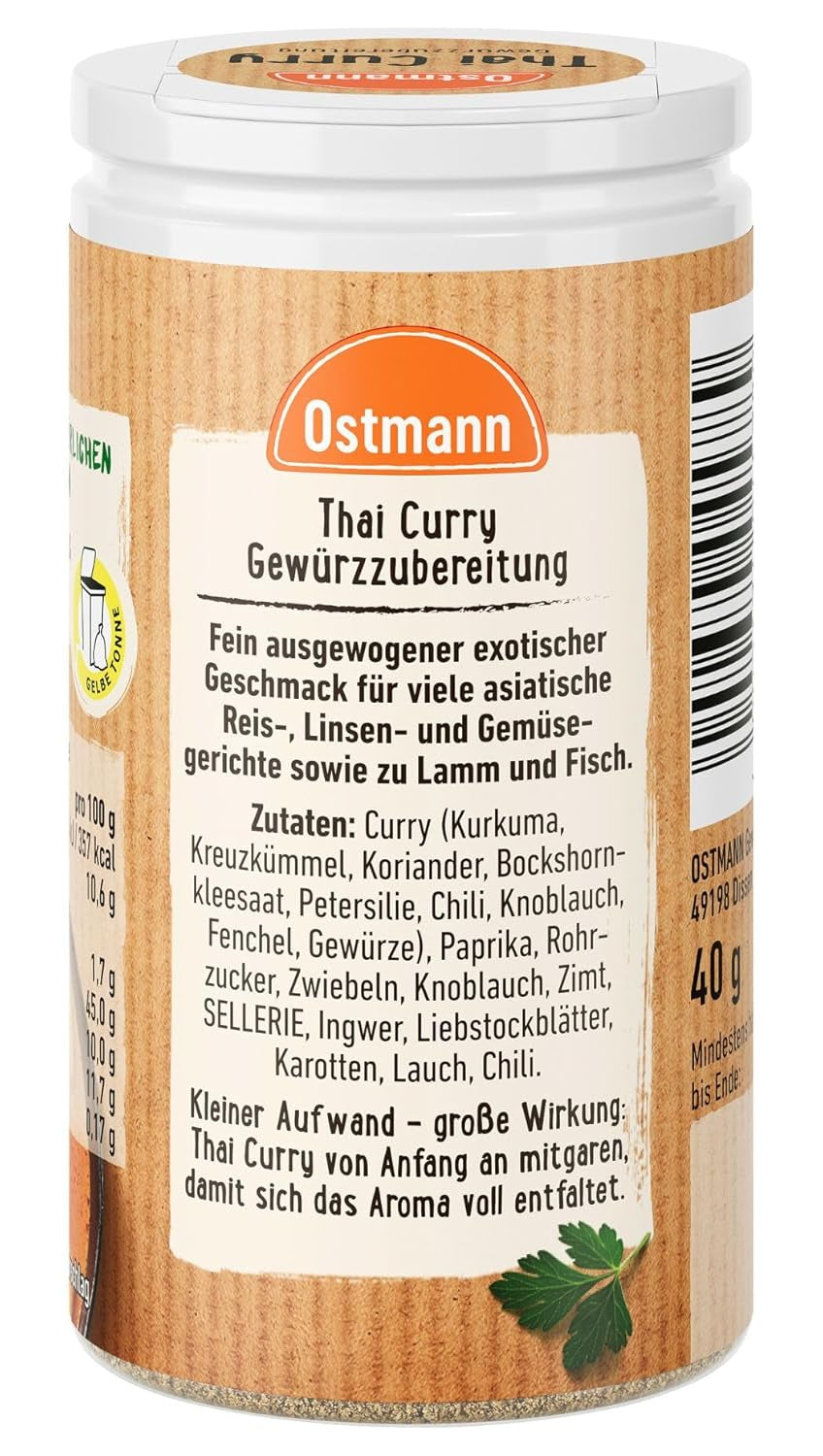 Ostmann Gewürze - Thai Curry Gewürzzubereitung | Nachfüllbare & recycelbare Verpackung | 40 g in der Streudose