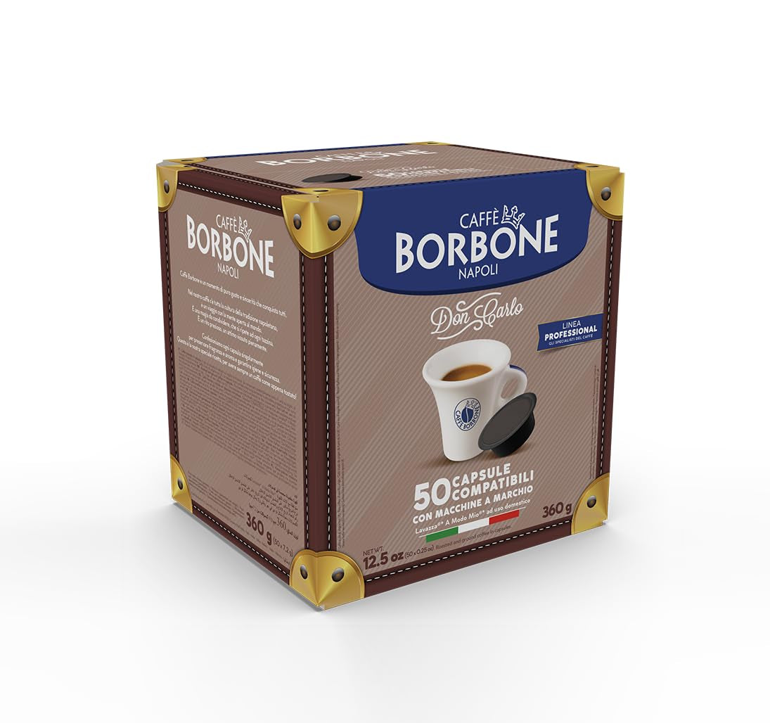 Caffè Borbone Don Carlo, Schwarze Kaffeemischung - 50 Kapseln - Kompatibel mit Lavazza®* A Modo Mio®* Haushalts-Espressomaschinen
