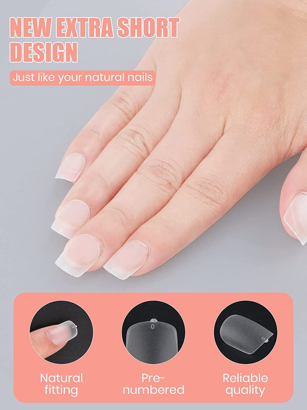 EBANKU 420 bucăți vârfuri de unghii scurte pătrate, vârfuri mate cu acoperire completă, vârfuri moi cu gel, vârfuri transparente pre-lustruite pentru unghii cu gel, vârfuri artificiale pentru extensii de unghii, 15 dimensiuni (scurte pătrate)