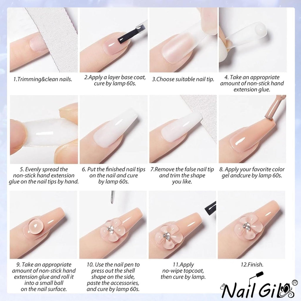 NAILGIL Gel solid pentru ojă, gel solid pentru adeziv pentru unghii, sculptură 3D pentru unghii cu set de instrumente, salon DIY acasă, transparent 15G
