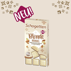 Schogetten Blonde Mandel | Weiße Schokolade mit Karamell- und Mandelstückchen | 100 g | Praktisch portioniert (2er-Pack)
