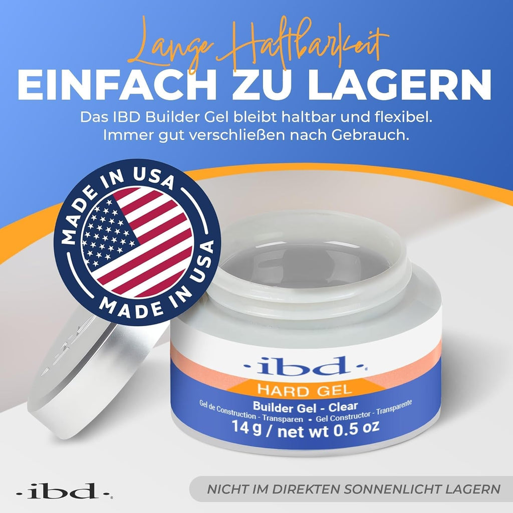 IBD Hard Gel – Gel de construcție transparent, 1 pachet (1 x 14 g) – Fabricat în SUA – Gel de construcție premium pentru unghii cu gel