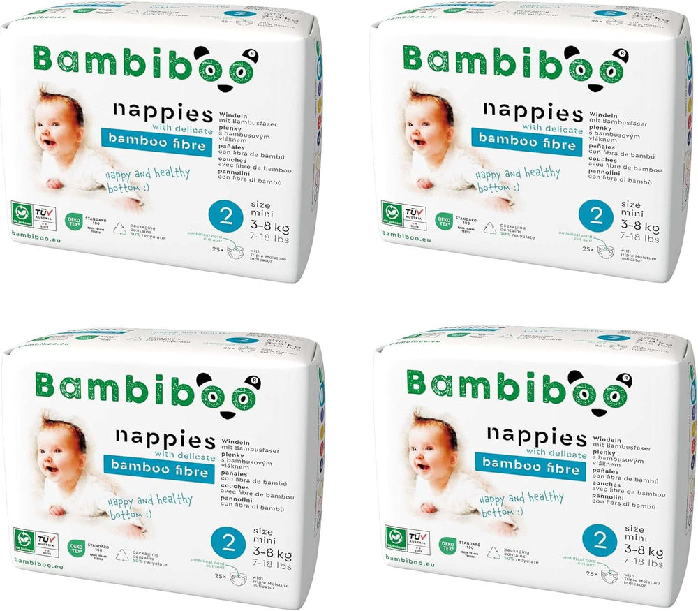 Bambiboo-Wegwerfwindeln, hautfreundlich, Nabelöffnung, verschiedene Größen, Mutter- und Babywindeln von Naty Shop, Größe 2, 100 Stück