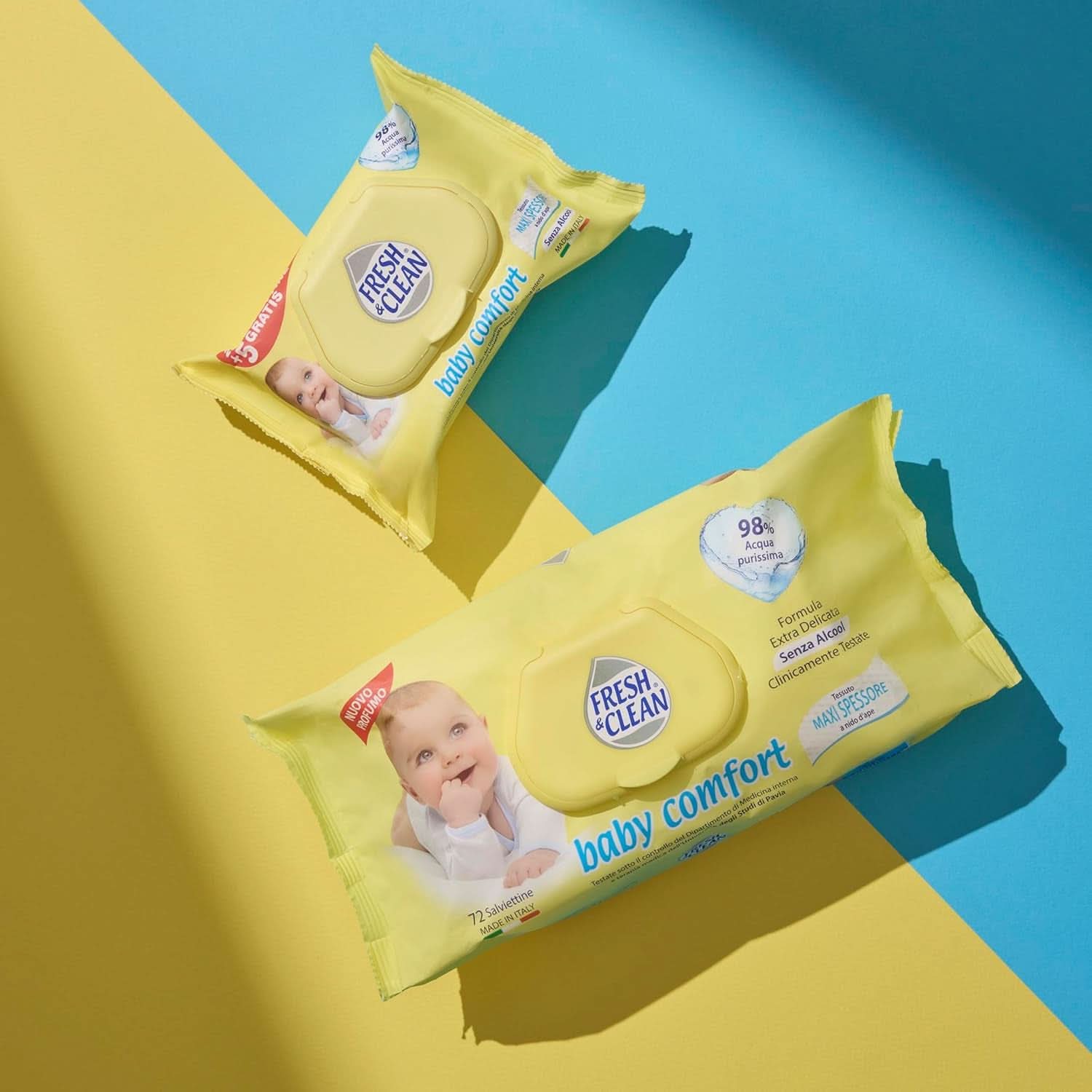 Milleusi Classic Fresh & Clean, Feuchttücher, 72 Stück Baby-Feuchttücher Naty Shop