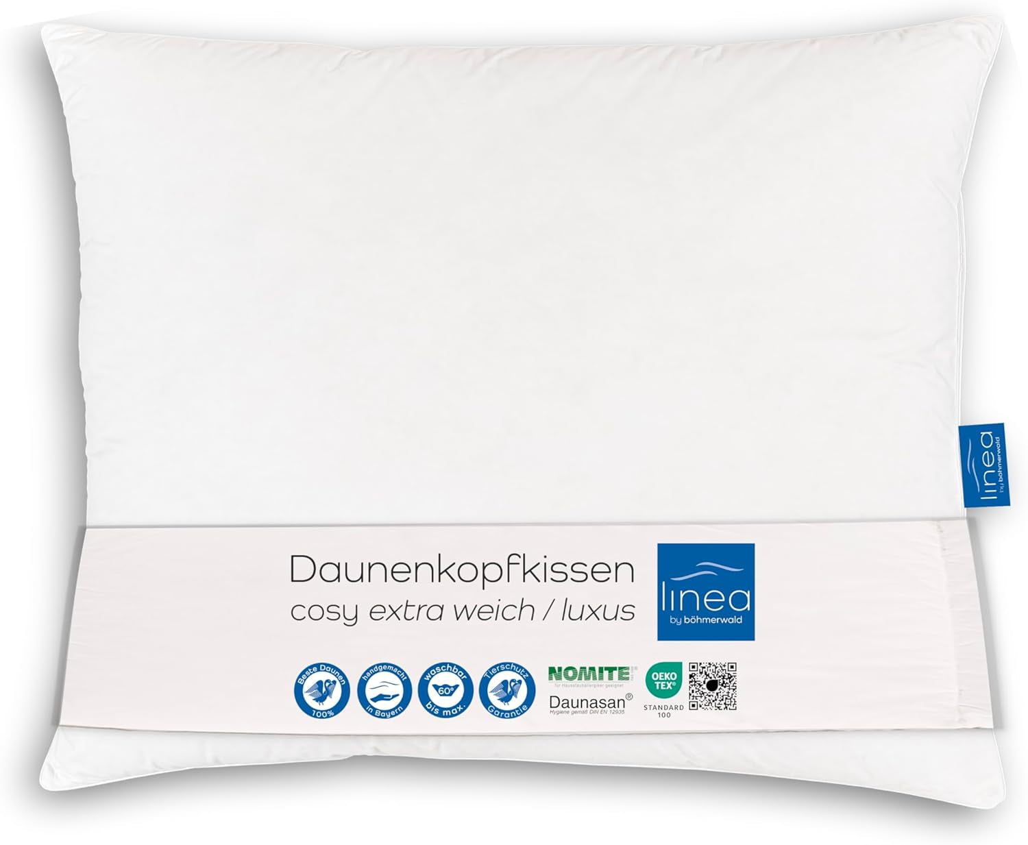 LINEA by Böhmerwald - Cosy - Pernă moale cu 3 camere, 80 X 80, Interior:100% pene, Camere exterioare:90% puf/10% pene, Potrivit pentru alergici, Lavabil până la 60°C, Produs în Germania Perne standard Naty Shop Singur 1 bucată (1 pachet) Confort suport: Extra moale - 70 X 90 Cm