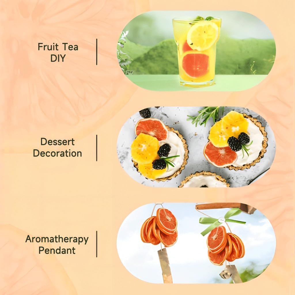 Felii de grapefruit uscate, grapefruit deshidratat, umplere vază, decorațiuni de Crăciun, felii de grapefruit roșu, felii de fructe uscate pentru ceai, fără zahăr adăugat (100g (1 pachet)) Produse deshidratate Naty Shop