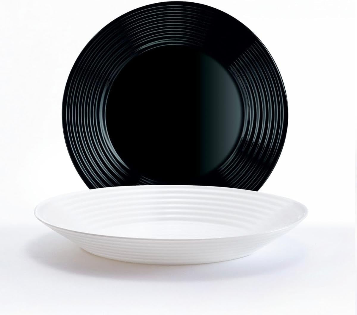 Harena N&b Glasgeschirr, 18-teilig, für 6 Personen, Weiß und Schwarz