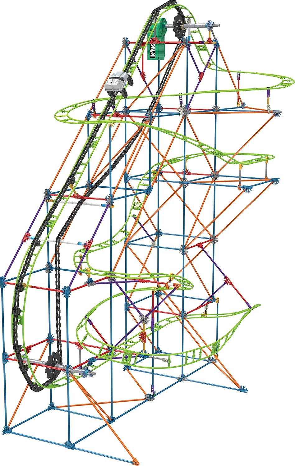 K'NEX 51438 Typhoon Frenzy Achterbahn, 2-in-1-Modell, farbenfrohes Bauset für Jungen und Mädchen, 19-Fuß-Spielzeug, 640-teiliges Kinderbauset für Kinder ab 9 Jahren