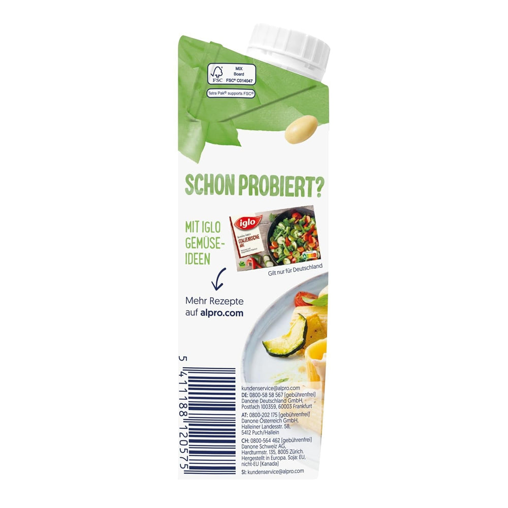 Alpro Cooking Soya – Vegane Kochcreme aus Soya mit neutralem Geschmack für heiße und kalte Gerichte – 15 x 250 ml