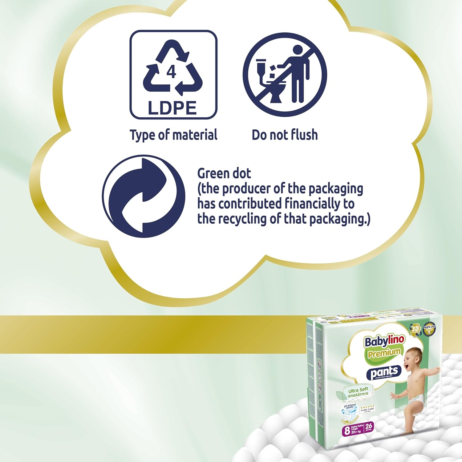 Premium-Hose Größe 8 mit Ultra-Soft-Filter, XXL (20+ kg), 104 Stück