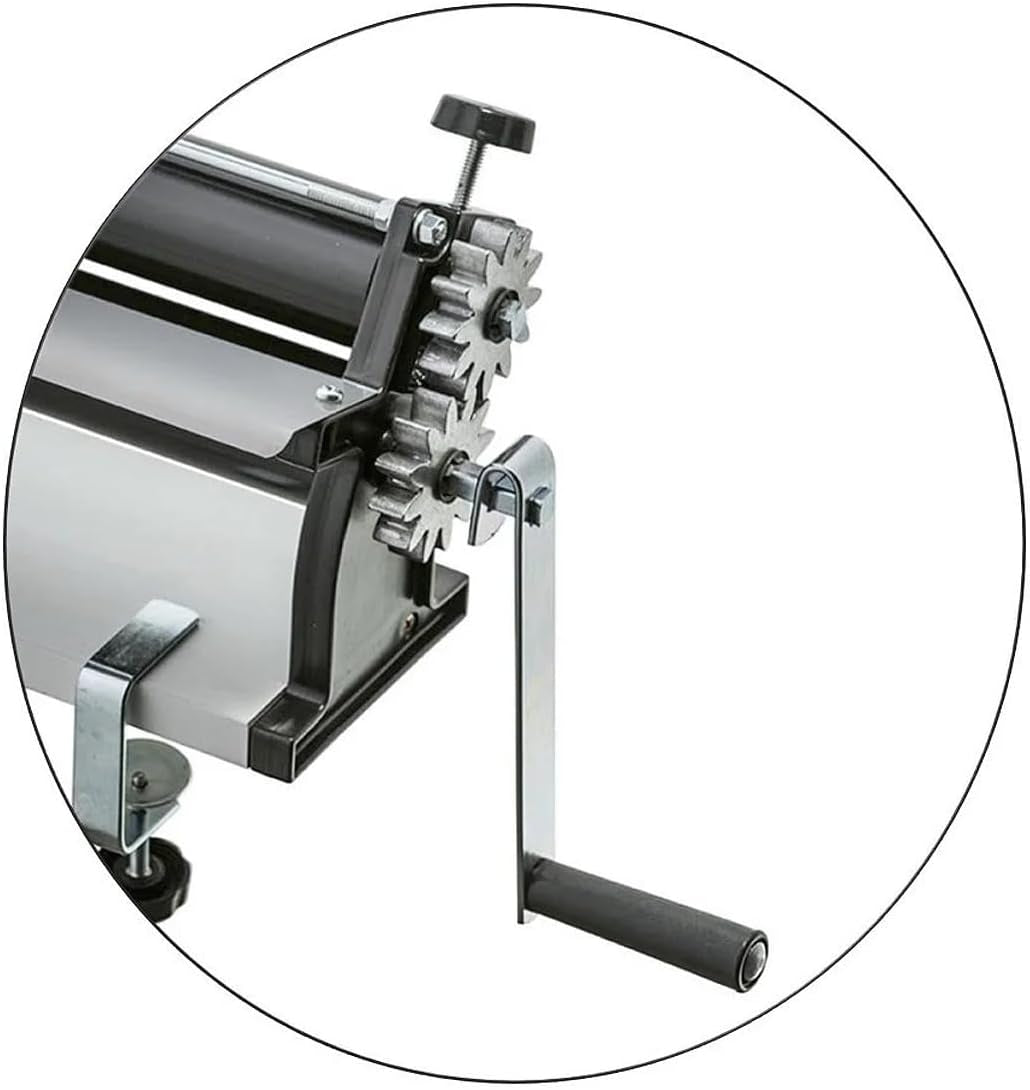 DKN Pizzateig-Rollmaschine mit Handkurbel, 48,8 cm, Nudelmaschine, Teigfolie mit Anti-Haft-Rollen und Dickenkontrolle – Konstruktion aus massivem Stahl und Aluminium