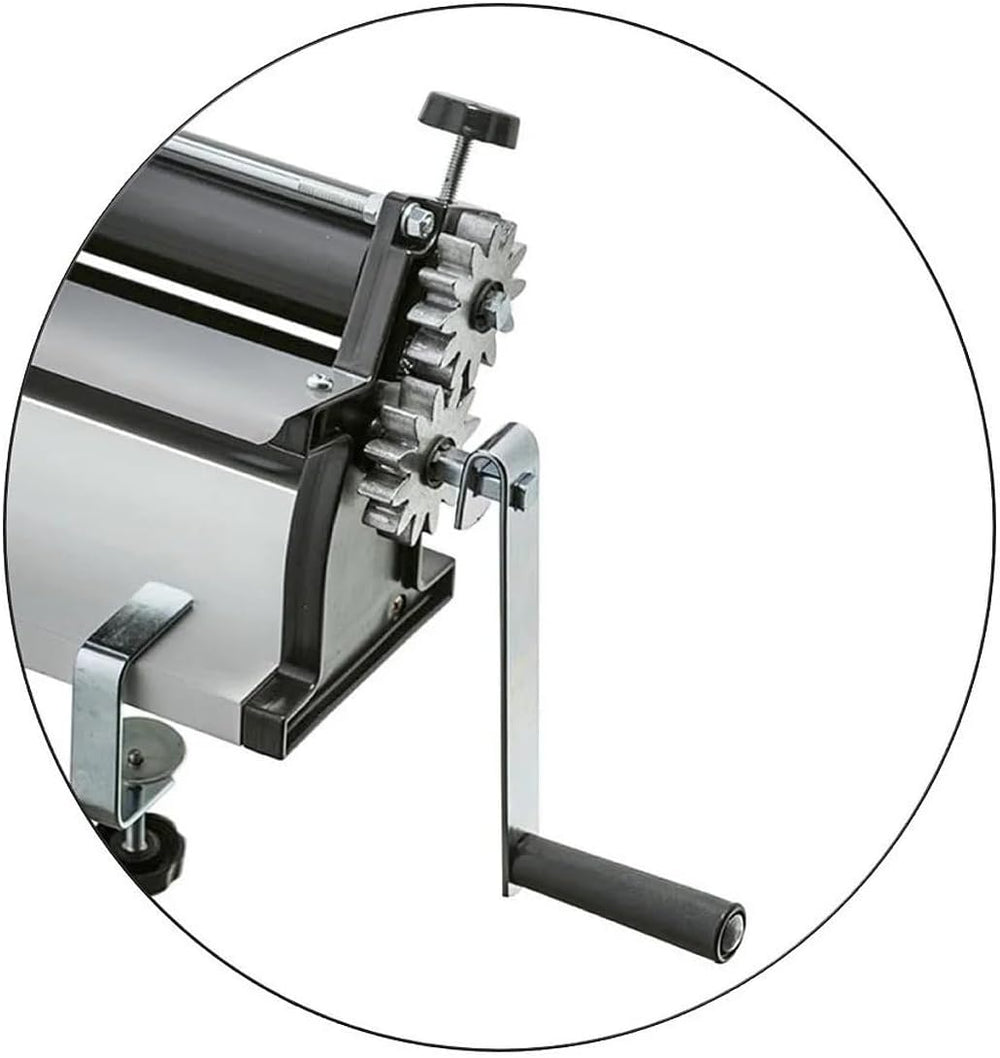 DKN Pizzateig-Rollmaschine mit Handkurbel, 48,8 cm, Nudelmaschine, Teigfolie mit Anti-Haft-Rollen und Dickenkontrolle – Konstruktion aus massivem Stahl und Aluminium