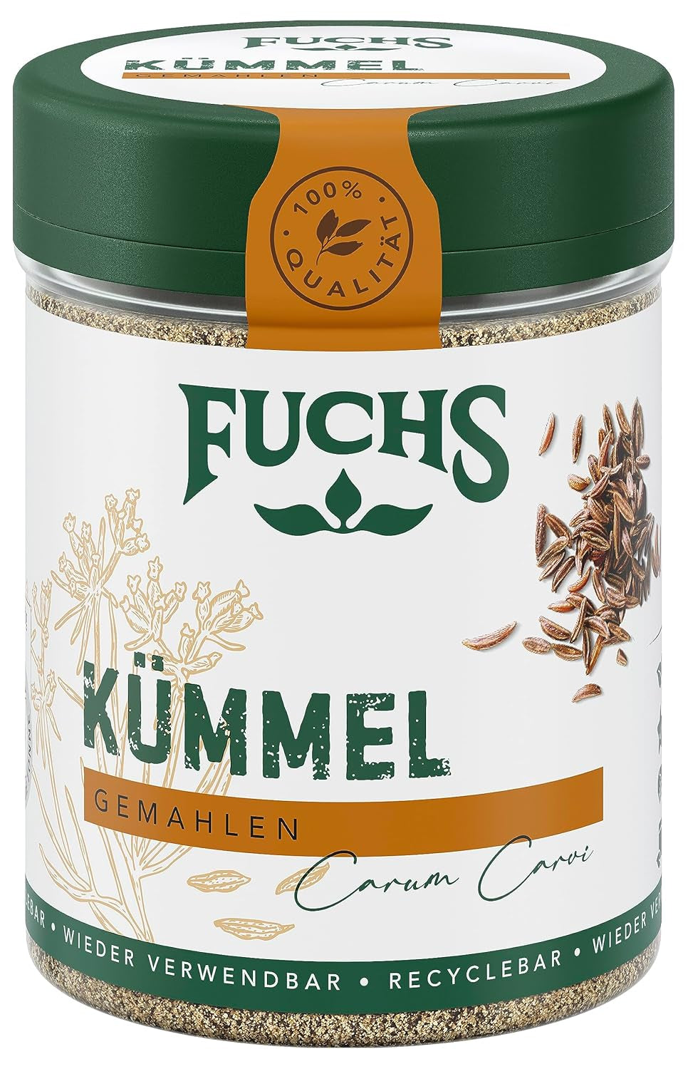 Fuchs Gewürze - Kümmel gemahlen - klassisches Gewürze für daftige Gerichte wie Chili con Carne - natürliche Zutaten - 55 g in wiederverwendbarer, recyclebarer Dose