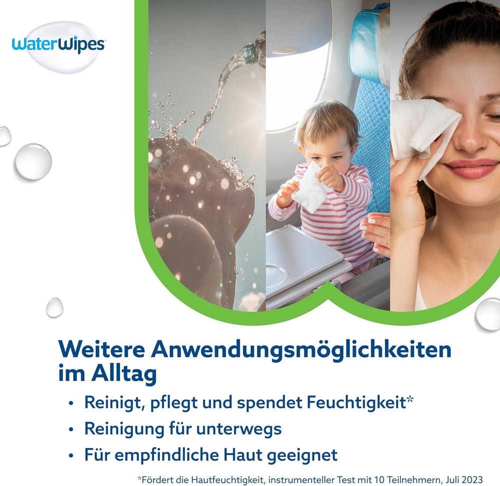 WaterWipes Sensitive+ Hydrating Boost Feuchttücher, feuchtigkeitsspendende Tücher, 720 Stück (12er-Pack), 3-in-1-Reinigung, Pflege, Feuchtigkeit, 99 % Aloe-Vera-Wasser, parfümfreie Babytücher