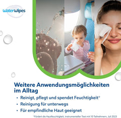 WaterWipes Sensitive+ Hydrating Boost Feuchttücher, feuchtigkeitsspendende Tücher, 720 Stück (12er-Pack), 3-in-1-Reinigung, Pflege, Feuchtigkeit, 99 % Aloe-Vera-Wasser, parfümfreie Babytücher