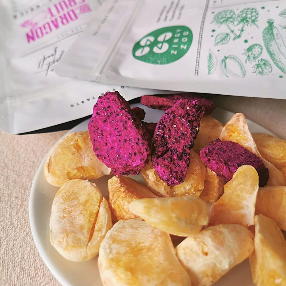Fructe de dragon uscate liofilizate | Pitaya roz uscată natural Vegan | Potrivit pentru a face pudră de fructe de dragon Pitahaya Smoothie Bowl | Fructe de dragon uscate liofilizate | ZingyZoo (100g) Produse deshidratate Naty Shop