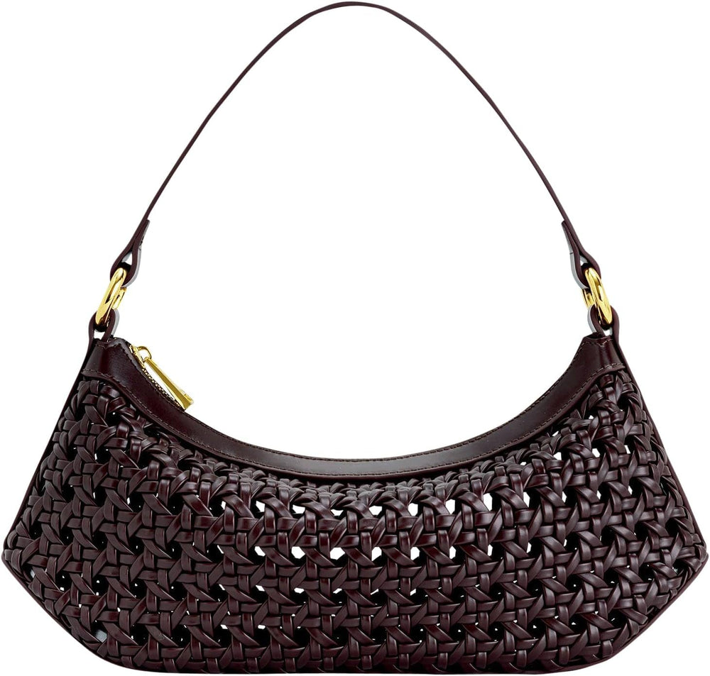 Geantă de umăr pentru femei JW PEI Lily Genti Femei Naty Shop Fake bambus tesatura Deep vin roșu