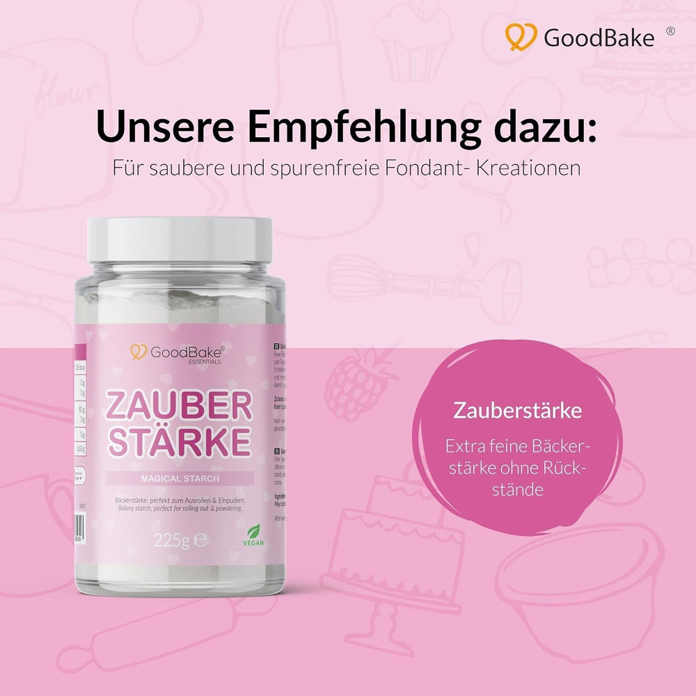 GoodBake fondant negru 500g, fondant rulat pentru acoperirea, modelarea, decorarea prăjiturilor, figurilor, florilor de zahăr și multe altele, fără ulei de palmier, vegan, fără gluten Pasta de zahar Naty Shop