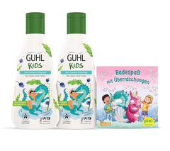 Guhl Kids Dino advantage set - 2x Guhl Kids 2 în 1 Șampon & Gel de duș, 250ml + 1x Pixi book - Special dezvoltat pentru copii - Nu se trage - Certificat Cosmos Natural Copii - Baie si Skincare Naty Shop Titlu implicit