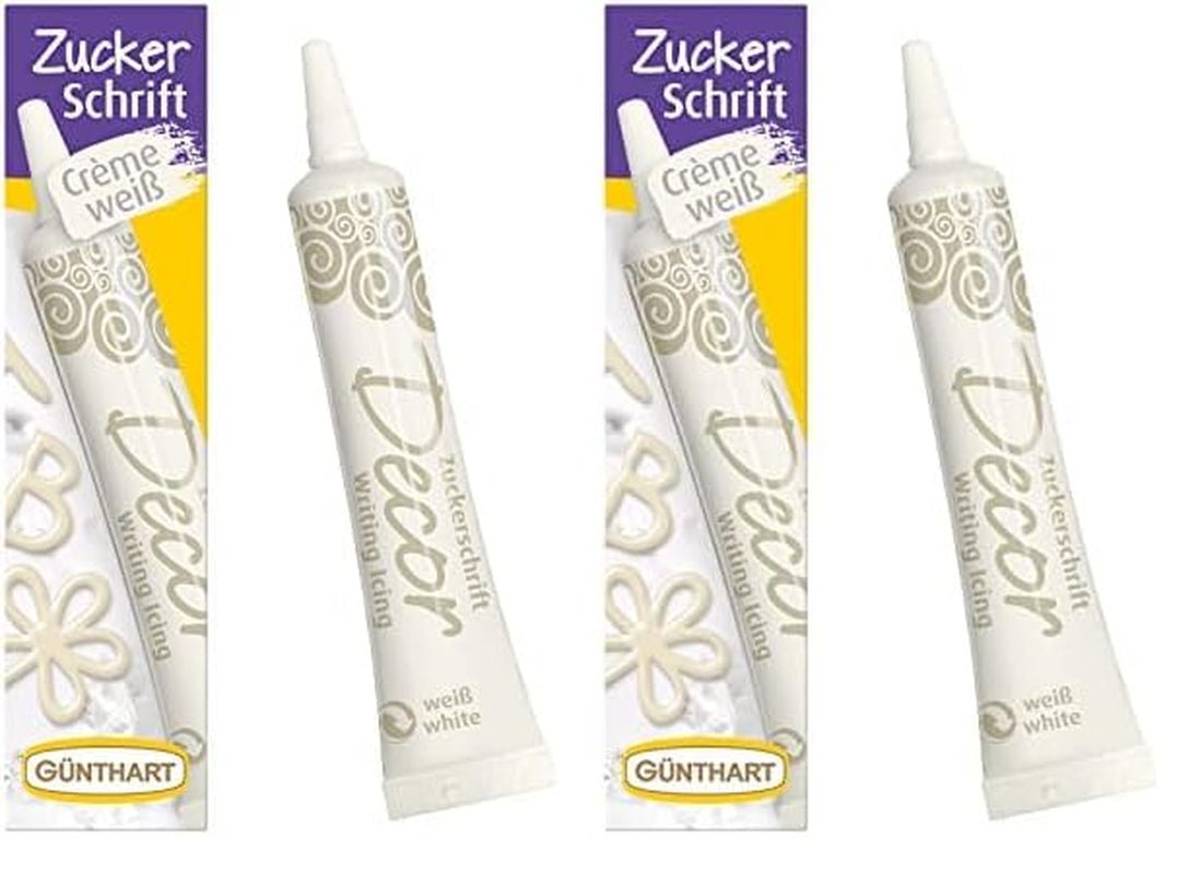 Günthart BackDecor 25 gr litere de zahăr ALB pentru orice desert în culoare albă din zahăr pentru litere și modele frumoase, 1 pachet (25 gr) Pasta de zahar Naty Shop Mediu (pachet de 2) Scrisori de zahăr alb