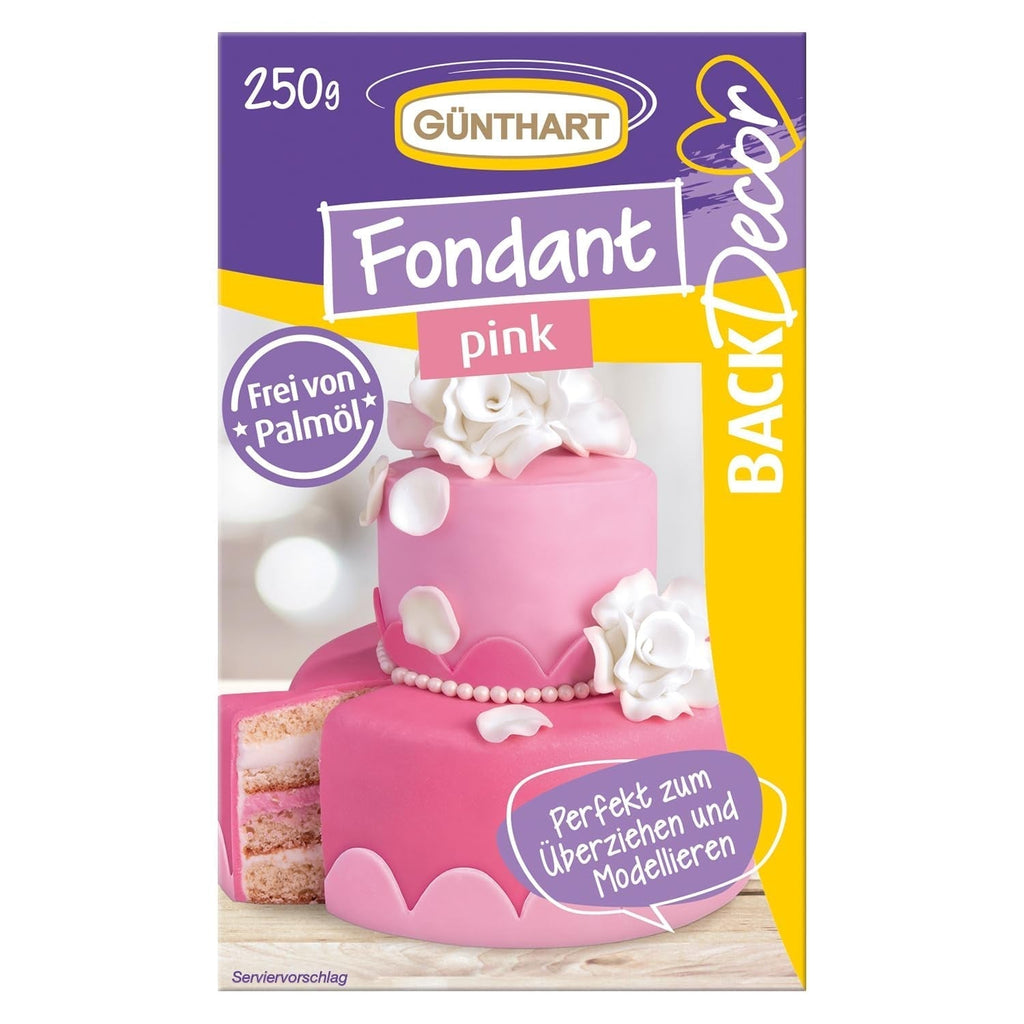 Günthart BackDecor 250 fondant verde, 100% vegan, fără ulei de palmier, rezistent la rupere pentru a acoperi prăjituri și produse de patiserie, potrivit pentru modelare, 1 pachet (1 x 250 g) Pasta de zahar Naty Shop 250 G (1 pachet) Roz